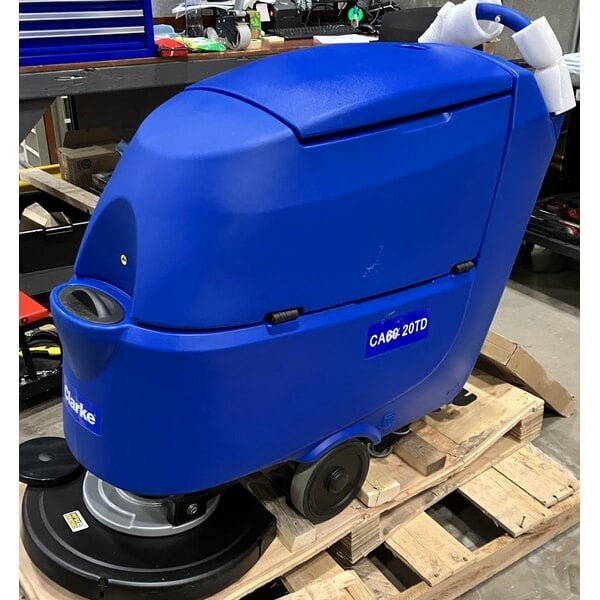 Scratch and Dent Clarke CA60 20DT 20" AGM Cordless Walk Behind Disc Floor Scrubber with Traction Drive - 16 Gallon