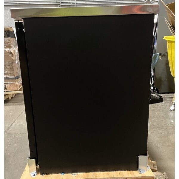 Scratch and Dent Avantco UBB-4G-HC 90" Black Counter Height Glass Door Back Bar Refrigerator with LED Lighting