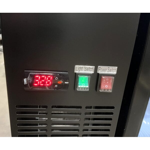 Scratch and Dent Avantco UBB-4G-HC 90" Black Counter Height Glass Door Back Bar Refrigerator with LED Lighting