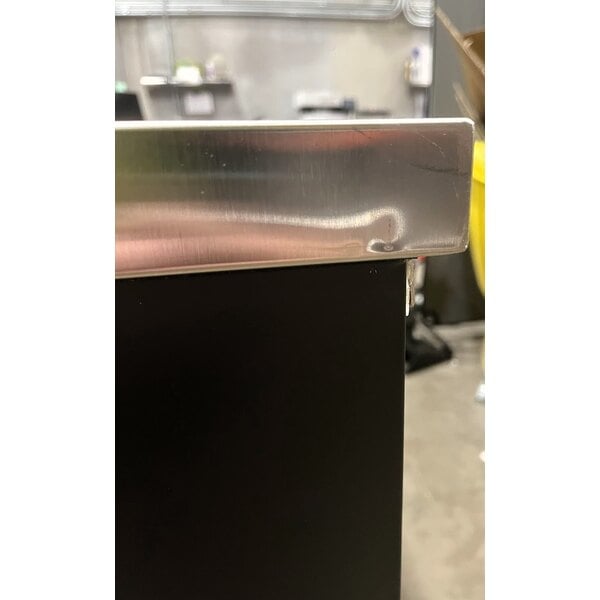 Scratch and Dent Avantco UBB-4G-HC 90" Black Counter Height Glass Door Back Bar Refrigerator with LED Lighting