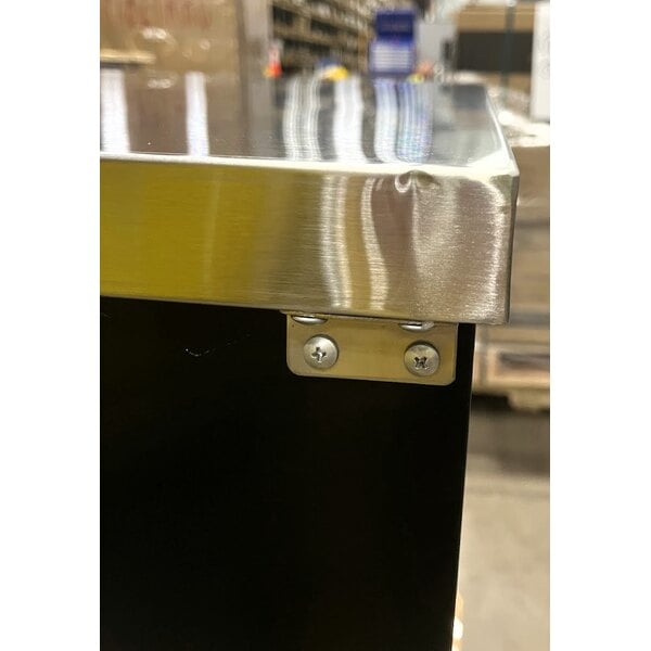 Scratch and Dent Avantco UBB-4G-HC 90" Black Counter Height Glass Door Back Bar Refrigerator with LED Lighting