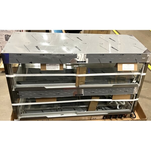 Scratch and Dent Hatco GRHD-3PD Stainless Steel Glo-Ray 45 1/2" Full Service Dual Shelf Merchandiser