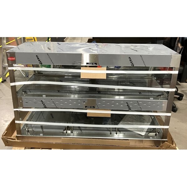 Scratch and Dent Hatco GRHD-3PD Stainless Steel Glo-Ray 45 1/2" Full Service Dual Shelf Merchandiser