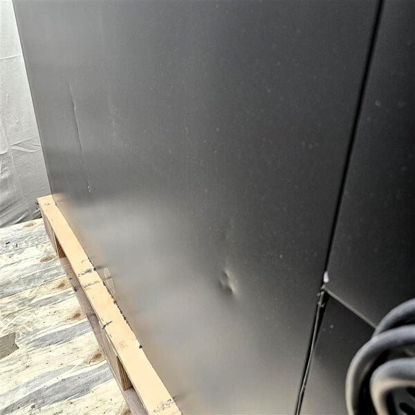 Scratch and Dent Avantco UBB-48-HC 48" Black Counter Height Narrow Solid Door Back Bar Refrigerator with LED Lighting
