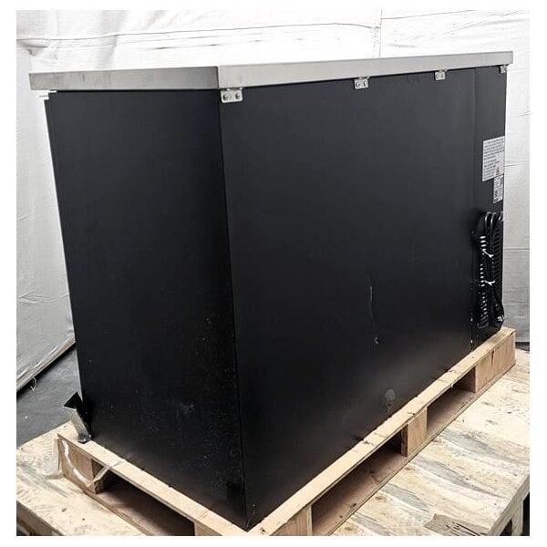 Scratch and Dent Avantco UBB-48-HC 48" Black Counter Height Narrow Solid Door Back Bar Refrigerator with LED Lighting