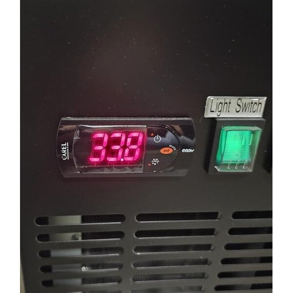 Scratch and Dent Avantco UBB-48-HC 48" Black Counter Height Narrow Solid Door Back Bar Refrigerator with LED Lighting