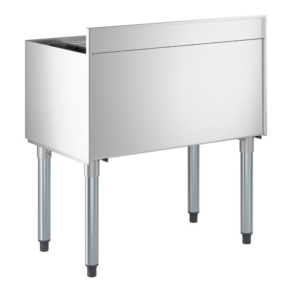 Scratch and Dent Regency 18" x 30" Stainless Steel Underbar Ice Bin with Bottle Holders - 98 lb.