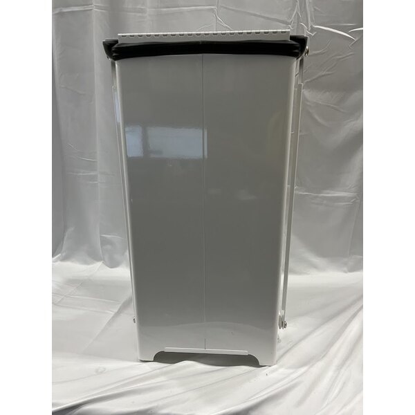 Scratch and Dent Rubbermaid® FGST24EPLWH The Defenders 13 Gallon Steel White Square Medical Step Can with Rigid Plastic Liner