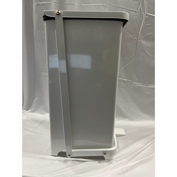 Scratch and Dent Rubbermaid® FGST24EPLWH The Defenders 13 Gallon Steel White Square Medical Step Can with Rigid Plastic Liner