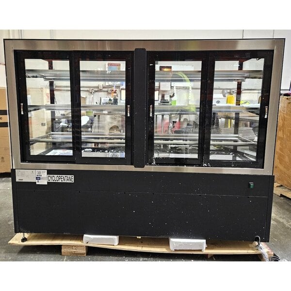 Scratch and Dent Avantco BCFD-72 70 7/8" Black Square Dry Bakery Display Case with LED Lighting