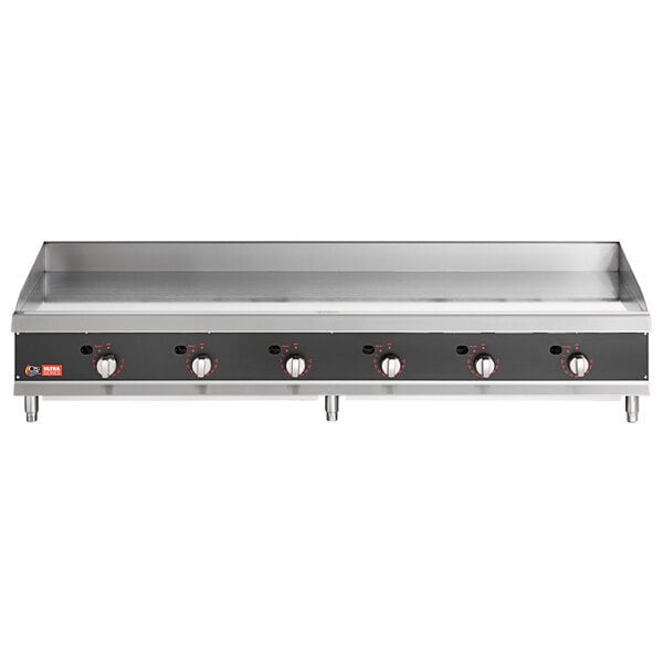 Scratch and Dent Cooking Performance Group GTU-CPG-72-L Ultra Series 72" Chrome Plated Liquid Propane 6-Burner Countertop Griddle - 180,000 BTU