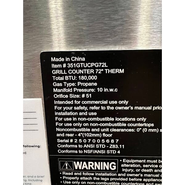 Scratch and Dent Cooking Performance Group GTU-CPG-72-L Ultra Series 72" Chrome Plated Liquid Propane 6-Burner Countertop Griddle - 180,000 BTU