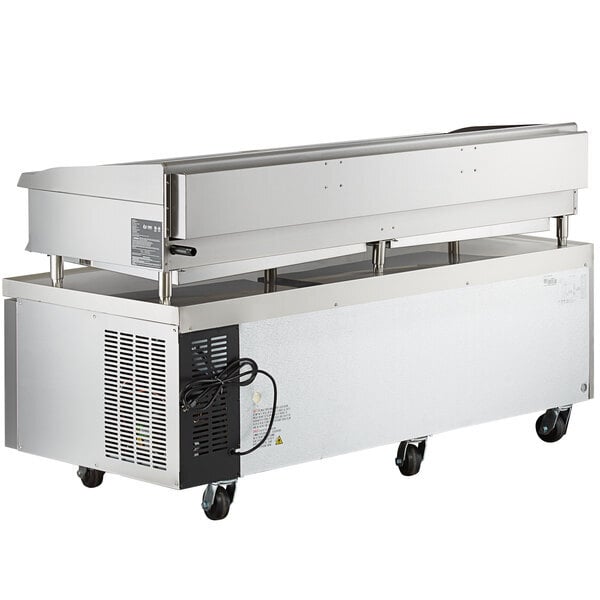 Scratch and Dent Cooking Performance Group 72L Ultra Series 72" Chrome Plated Liquid Propane 6-Burner Countertop Griddle and 72", 4 Drawer Refrigerated Base - 180,000 BTU