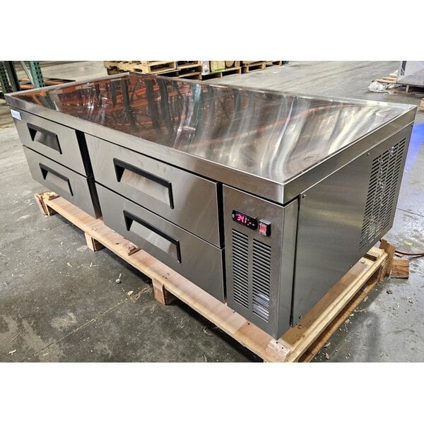 Scratch and Dent Cooking Performance Group 72L Ultra Series 72" Chrome Plated Liquid Propane 6-Burner Countertop Griddle and 72", 4 Drawer Refrigerated Base - 180,000 BTU