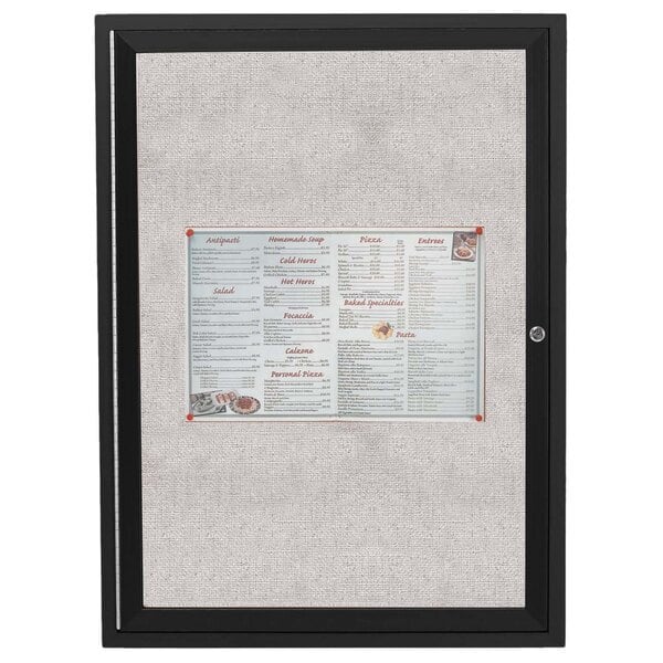 Scratch and Dent Aarco ODCC3630RBK 36" x 30" Enclosed Hinged Locking 1 Door Powder Coated Black Outdoor Bulletin Board Cabinet