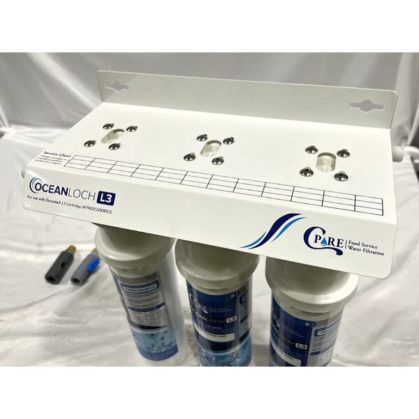 Scratch and Dent C Pure Oceanloch+ L3 Triple Water Filtration System with Oceanloch+ L3 Cartridges and Outlet Pressure Gauge 1 Micron Rating and 5 GPM