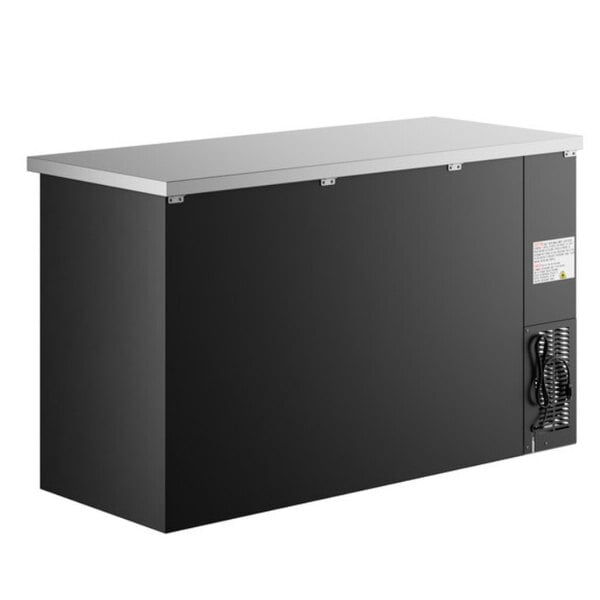 Scratch and Dent Avantco UBB-60S-HC 60" Black Counter Height Narrow Sliding Glass Door Back Bar Refrigerator with LED Lighting