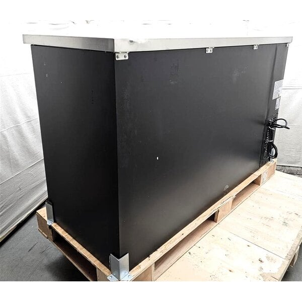Scratch and Dent Avantco UBB-60S-HC 60" Black Counter Height Narrow Sliding Glass Door Back Bar Refrigerator with LED Lighting