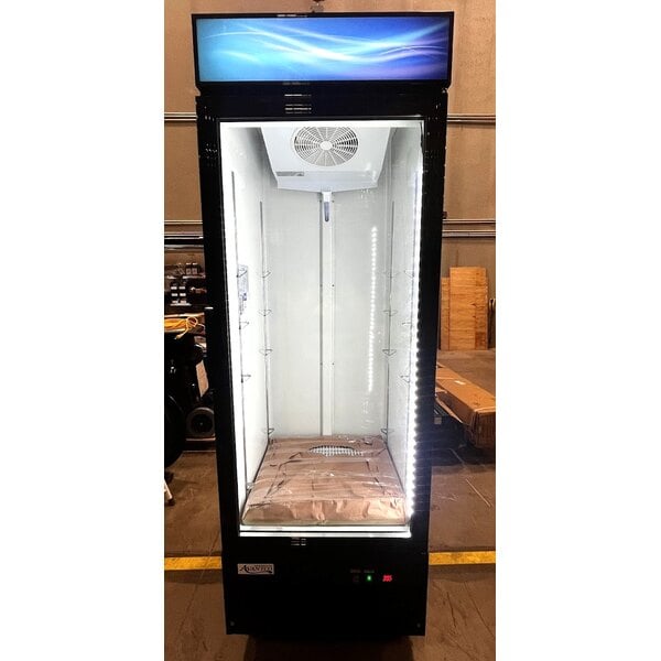 Scratch and Dent Avantco GDC-23-HC 28 3/8" Black Swing Glass Door Merchandiser Refrigerator with LED Lighting