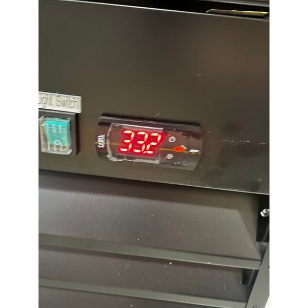 Scratch and Dent Avantco GDC-23-HC 28 3/8" Black Swing Glass Door Merchandiser Refrigerator with LED Lighting