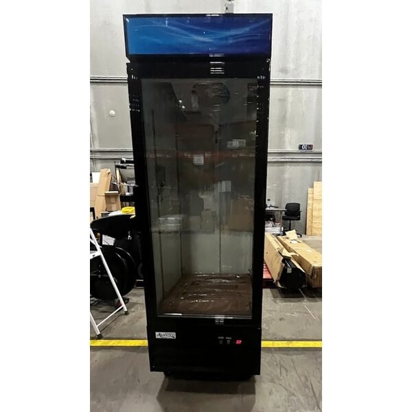 Scratch and Dent Avantco GDC-23-HC 28 3/8" Black Swing Glass Door Merchandiser Refrigerator with LED Lighting