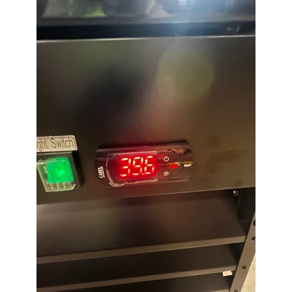 Scratch and Dent Avantco GDC-23-HC 28 3/8" Black Swing Glass Door Merchandiser Refrigerator with LED Lighting