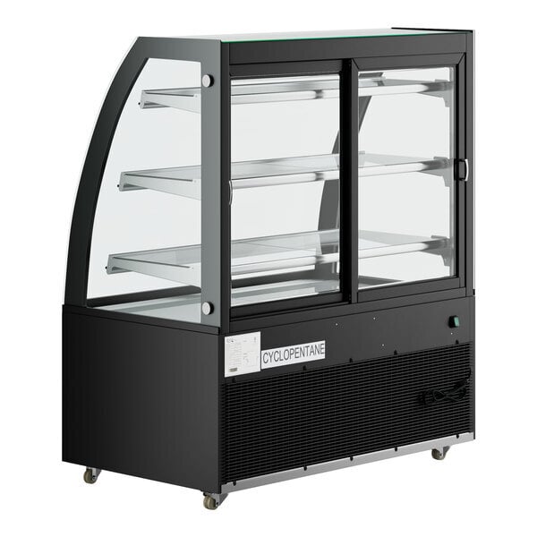 Scratch and Dent Avantco BCTD-48 48" Black 3-Shelf Curved Glass Dry Bakery Display Case with LED Lighting
