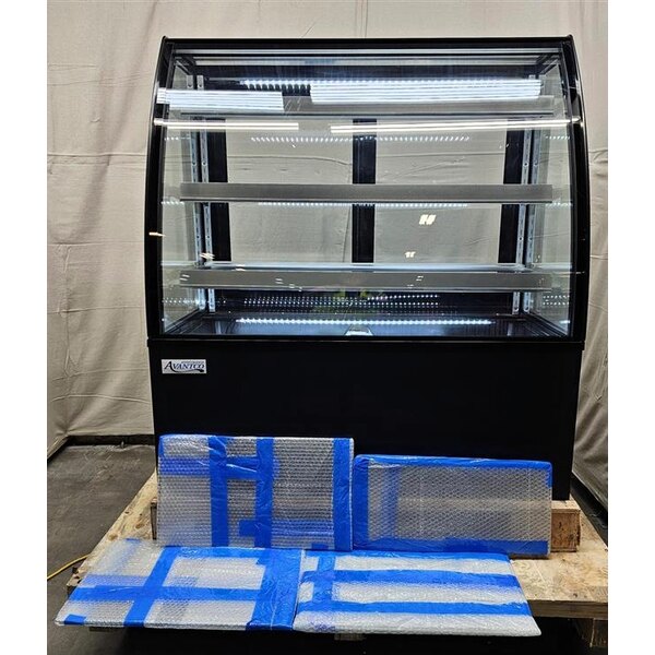 Scratch and Dent Avantco BCTD-48 48" Black 3-Shelf Curved Glass Dry Bakery Display Case with LED Lighting