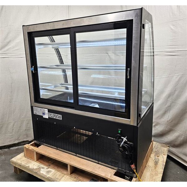 Scratch and Dent Avantco BCTD-48 48" Black 3-Shelf Curved Glass Dry Bakery Display Case with LED Lighting