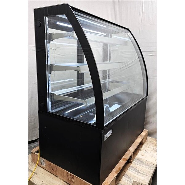 Scratch and Dent Avantco BCTD-48 48" Black 3-Shelf Curved Glass Dry Bakery Display Case with LED Lighting
