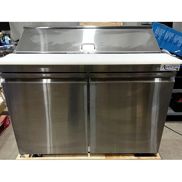 Scratch and Dent Avantco SS-PT-48-HC 46 3/4" 2 Door Stainless Steel Refrigerated Sandwich Prep Table
