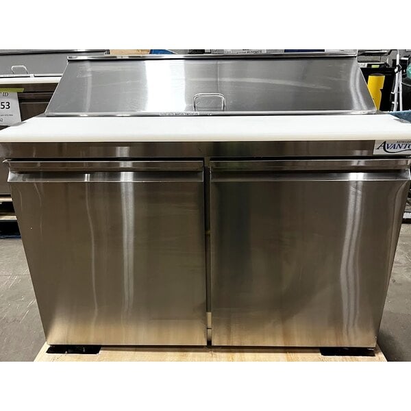 Scratch and Dent Avantco SS-PT-48-HC 46 3/4" 2 Door Stainless Steel Refrigerated Sandwich Prep Table