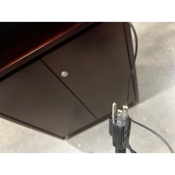 Scratch and Dent Oklahoma Sound M950/901-MY/WT/LWM-5 Mahogany on Walnut Finish Veneer Combination Floor Lectern with Sound, Wireless Handheld Microphone, and Rechargeable Battery