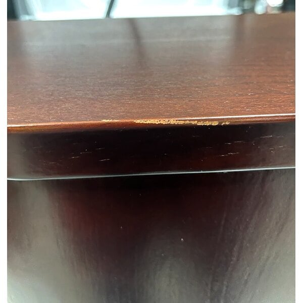 Scratch and Dent Oklahoma Sound M950/901-MY/WT/LWM-5 Mahogany on Walnut Finish Veneer Combination Floor Lectern with Sound, Wireless Handheld Microphone, and Rechargeable Battery