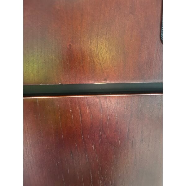 Scratch and Dent Oklahoma Sound M950/901-MY/WT/LWM-5 Mahogany on Walnut Finish Veneer Combination Floor Lectern with Sound, Wireless Handheld Microphone, and Rechargeable Battery