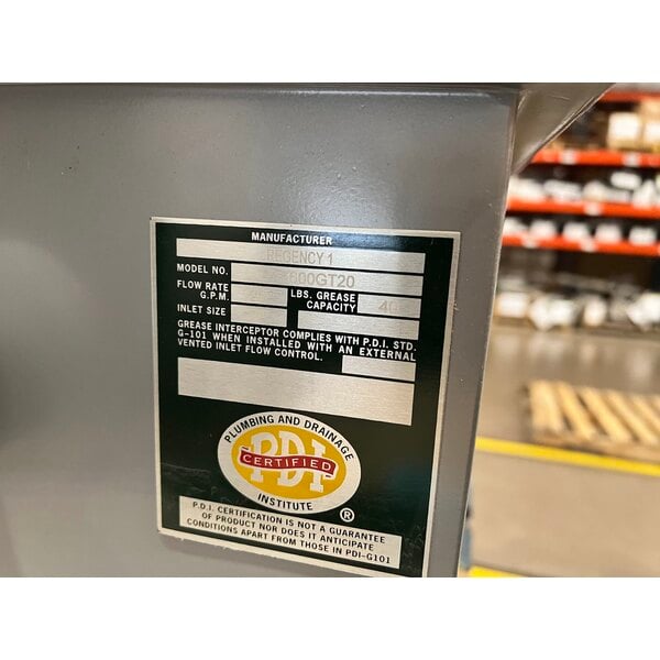 Scratch and Dent Regency 40 lb. 20 GPM Grease Trap with 3" Non-Threaded Connections - PDI Certified