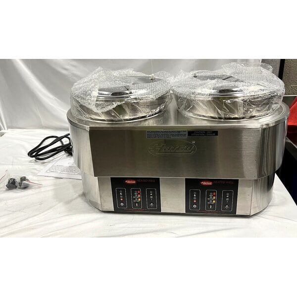 Scratch and Dent Hatco RHW-2 Dual 11 Qt. Round Heated Food Well with Insets and Lids - 208/240V, 2045-2725W