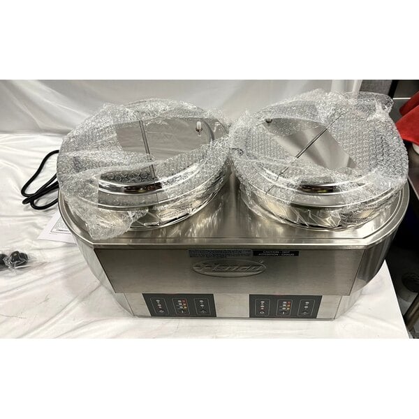 Scratch and Dent Hatco RHW-2 Dual 11 Qt. Round Heated Food Well with Insets and Lids - 208/240V, 2045-2725W