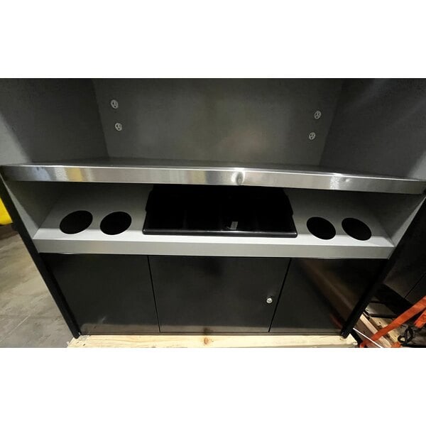 Scratch and Dent All State Manufacturing 49" x 23 1/4" x 72" Condiment Stand with Double Shelf, Low Tray, and Four Cups AS492-4-4C-N/L