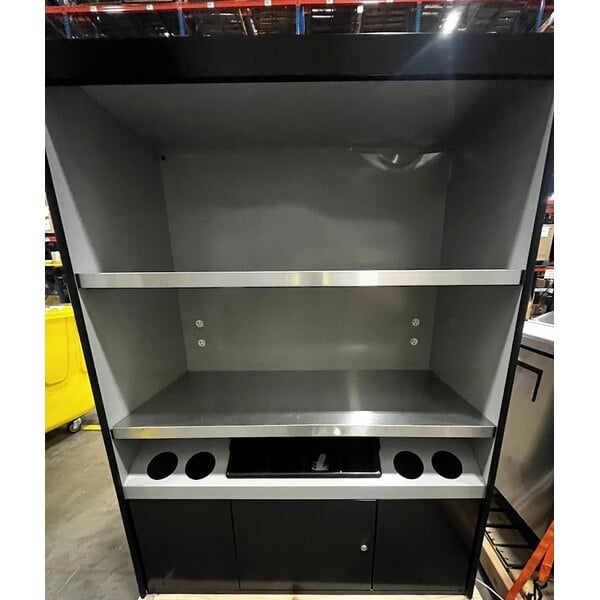 Scratch and Dent All State Manufacturing 49" x 23 1/4" x 72" Condiment Stand with Double Shelf, Low Tray, and Four Cups AS492-4-4C-N/L