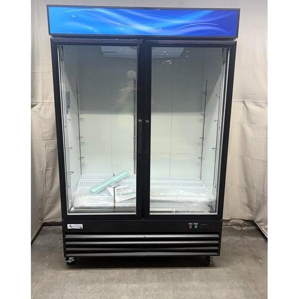 Scratch and Dent Avantco GDC-49-HC 53" Black Swing Glass Door Merchandiser Refrigerator with LED Lighting