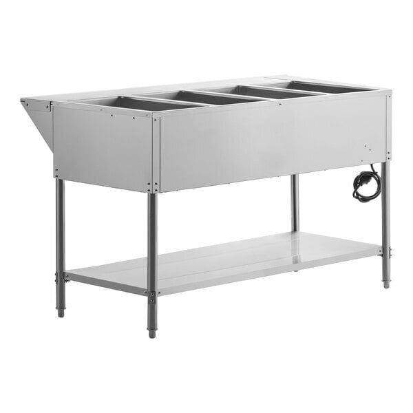 Scratch and Dent Avantco STE-4SA Four Pan Open Well Electric Steam Table with Undershelf - 120V, 2000W