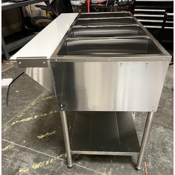 Scratch and Dent Avantco STE-4SA Four Pan Open Well Electric Steam Table with Undershelf - 120V, 2000W
