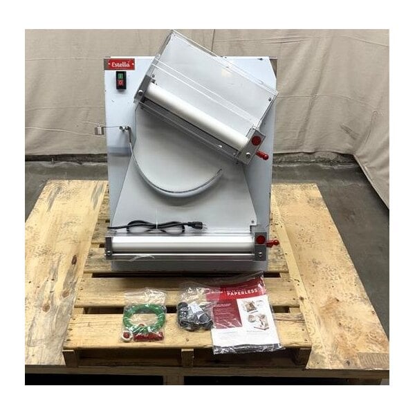 Scratch and Dent Estella EDS18D 18" Countertop Two Stage Dough Sheeter - 120V, 1/2 HP