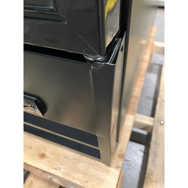 Scratch and Dent Avantco GDC-15-HC 25 5/8" Black Swing Glass Door Merchandiser Refrigerator with LED Lighting