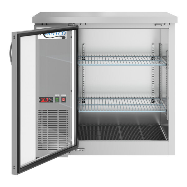 Scratch and Dent Avantco UBB-36G-HC-S 36" Stainless Steel Counter Height Glass Door Back Bar Refrigerator with LED Lighting