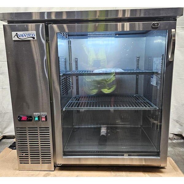 Scratch and Dent Avantco UBB-36G-HC-S 36" Stainless Steel Counter Height Glass Door Back Bar Refrigerator with LED Lighting