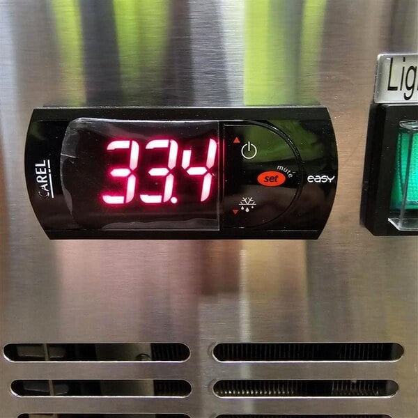 Scratch and Dent Avantco UBB-36G-HC-S 36" Stainless Steel Counter Height Glass Door Back Bar Refrigerator with LED Lighting