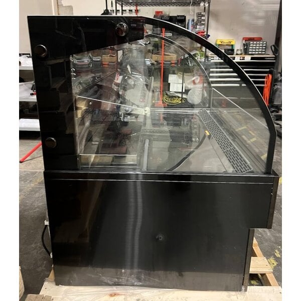 Scratch and Dent Avantco HAC-51-B 47 3/16" Black Horizontal Air Curtain Merchandiser with 1 Shelf and LED Lighting - 115V