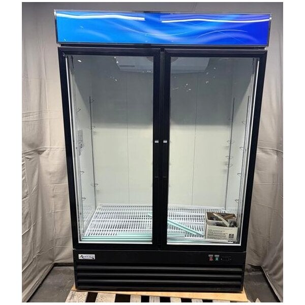 Scratch and Dent Avantco GDC-49-HC 53" Black Swing Glass Door Merchandiser Refrigerator with LED Lighting